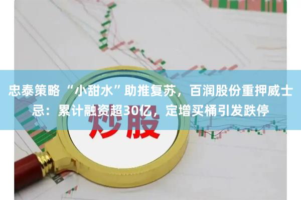 忠泰策略 “小甜水”助推复苏，百润股份重押威士忌：累计融资超30亿，定增买桶引发跌停